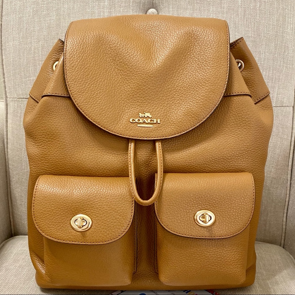 COACH Pebble Leather Light Saddle Billie Backpack